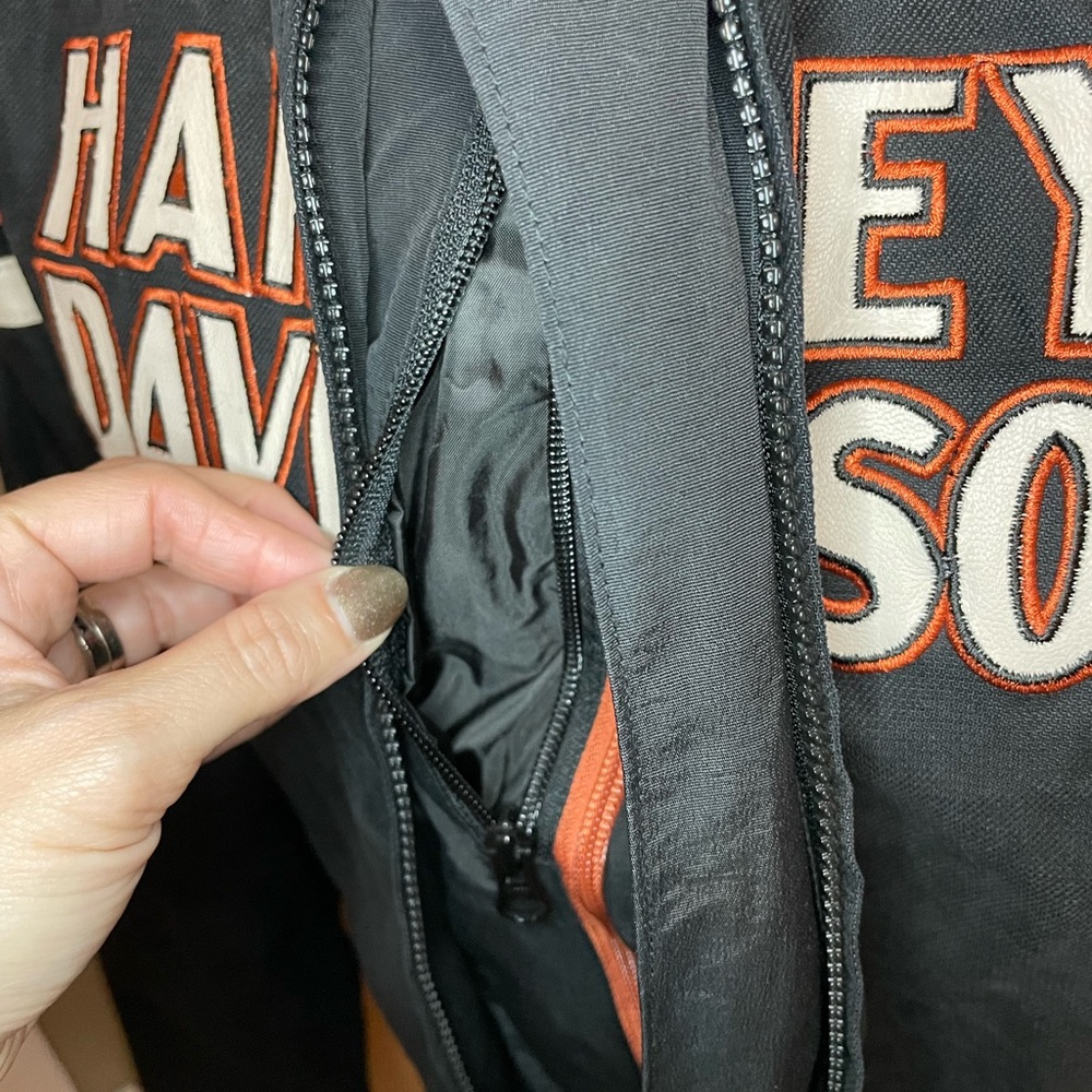 Like New, Women’s Harley Davidson, size small, black and orange riding jacket. - Picture 15 of 15